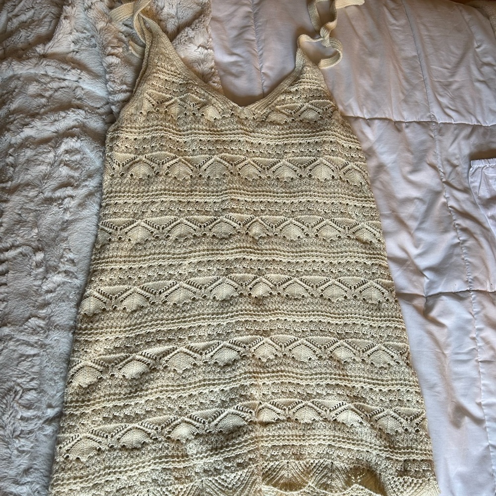 Knit cream dress